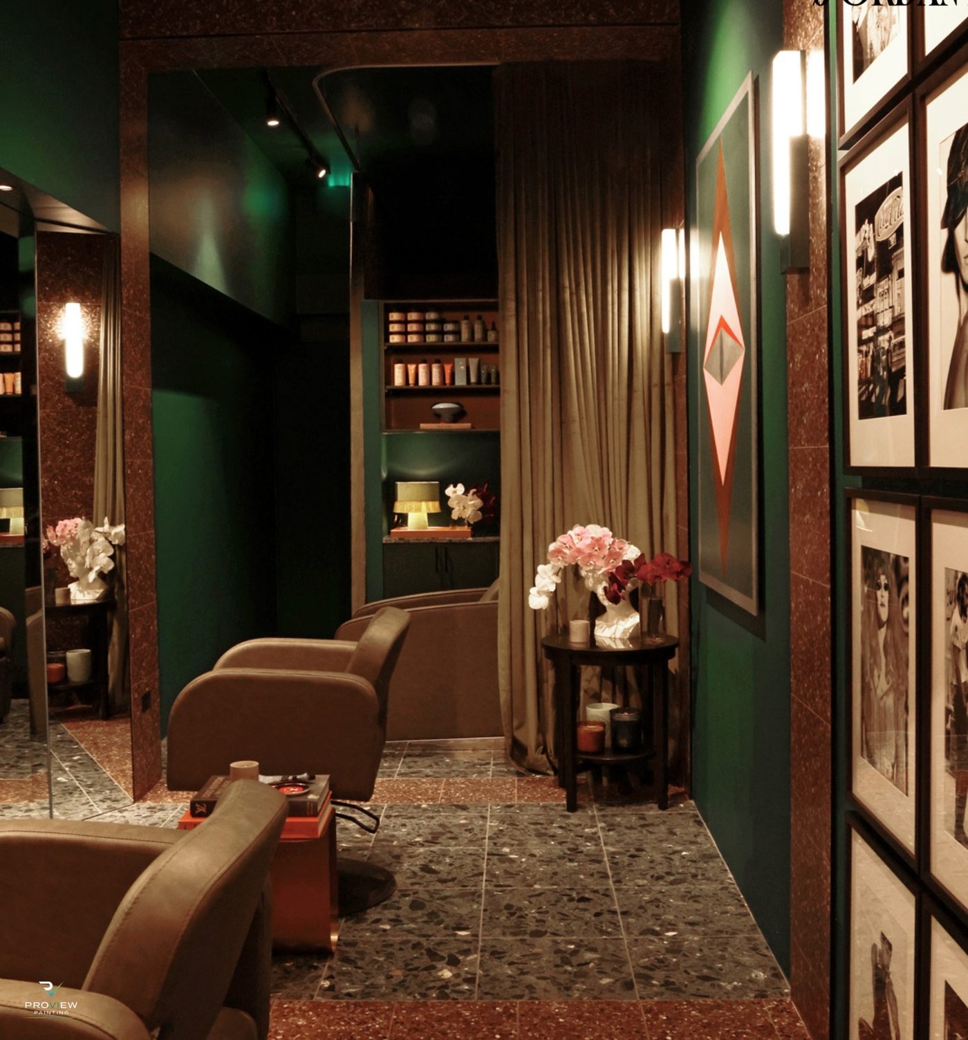 Salon interior detail — Proview Painting commercial work